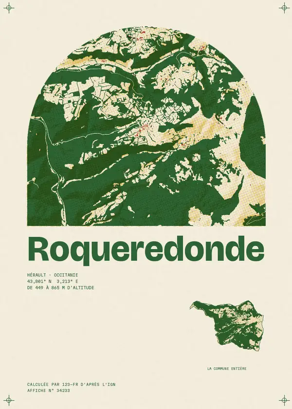 Affiche de Roqueredonde, calculée par 123-fr d'après l'IGN