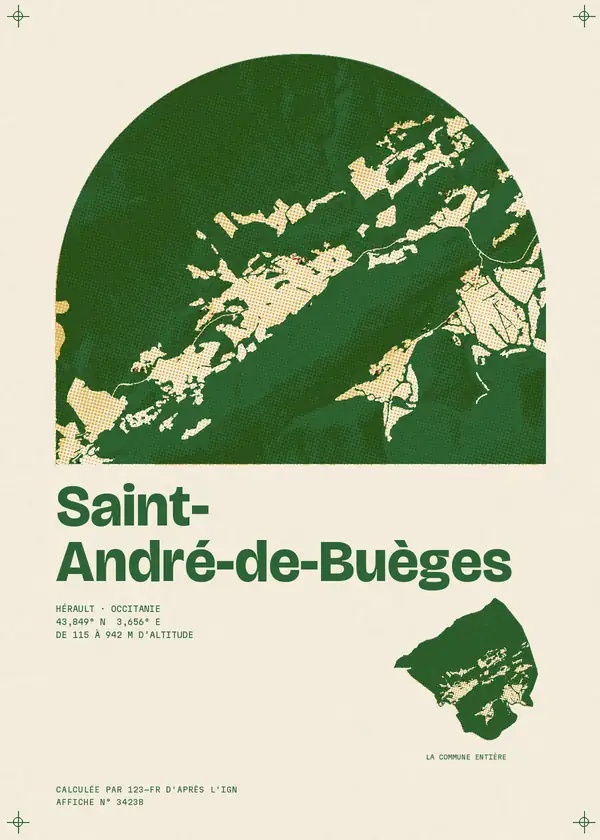 Affiche de Saint-André-de-Buèges, calculée par 123-fr d'après l'IGN