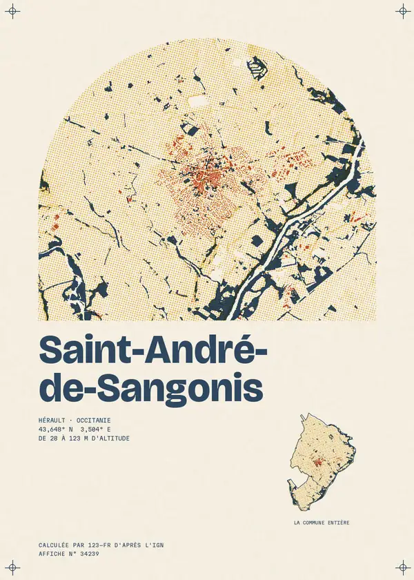 Affiche de Saint-André-de-Sangonis, calculée par 123-fr d'après l'IGN