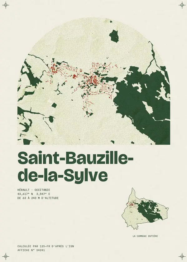 Affiche de Saint-Bauzille-de-la-Sylve, calculée par 123-fr d'après l'IGN