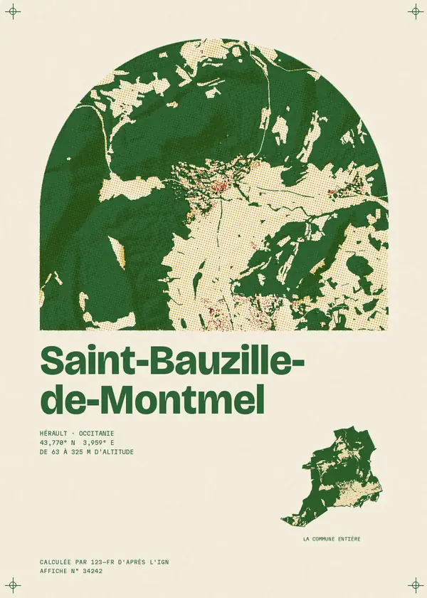Affiche de Saint-Bauzille-de-Montmel, calculée par 123-fr d'après l'IGN