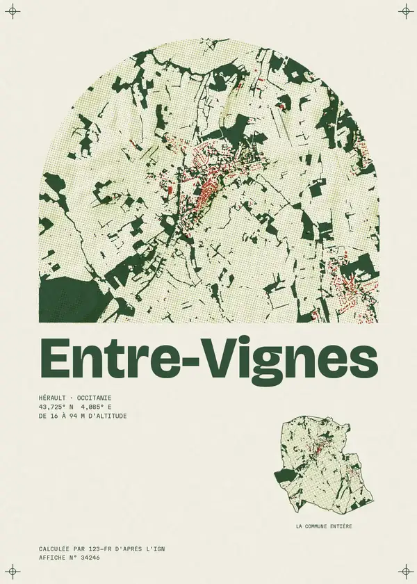 Affiche de Entre-Vignes, calculée par 123-fr d'après l'IGN