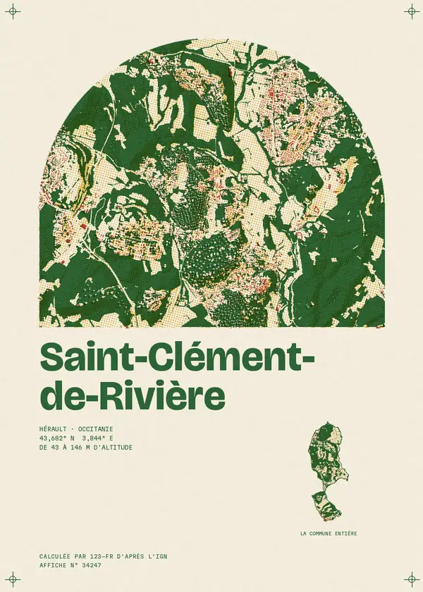 Affiche de Saint-Clément-de-Rivière, calculée par 123-fr d'après l'IGN