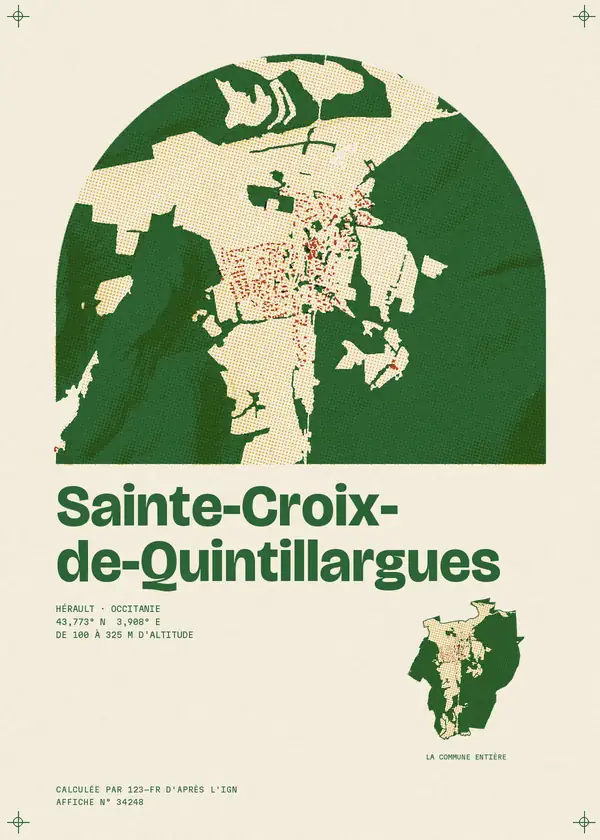 Affiche de Sainte-Croix-de-Quintillargues, calculée par 123-fr d'après l'IGN