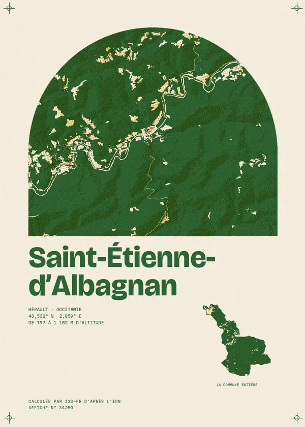 Affiche de Saint-Étienne-d'Albagnan, calculée par 123-fr d'après l'IGN