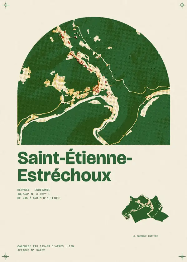 Affiche de Saint-Étienne-Estréchoux, calculée par 123-fr d'après l'IGN