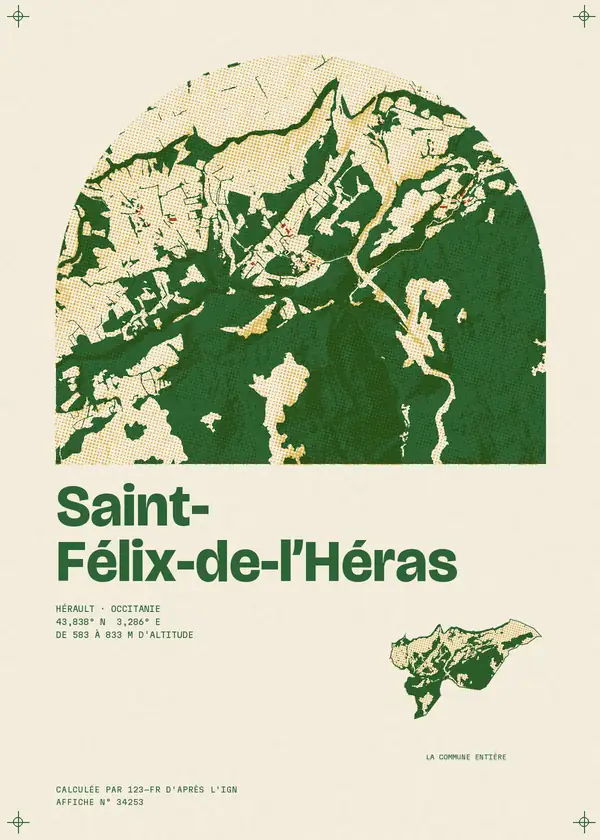Affiche de Saint-Félix-de-l'Héras, calculée par 123-fr d'après l'IGN