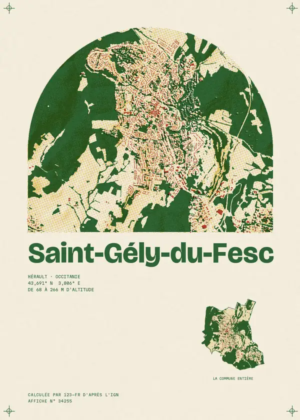 Affiche de Saint-Gély-du-Fesc, calculée par 123-fr d'après l'IGN