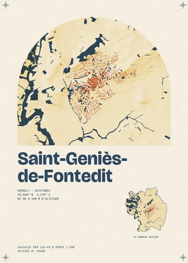 Affiche de Saint-Geniès-de-Fontedit, calculée par 123-fr d'après l'IGN