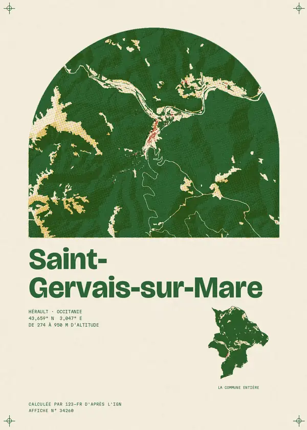 Affiche de Saint-Gervais-sur-Mare, calculée par 123-fr d'après l'IGN