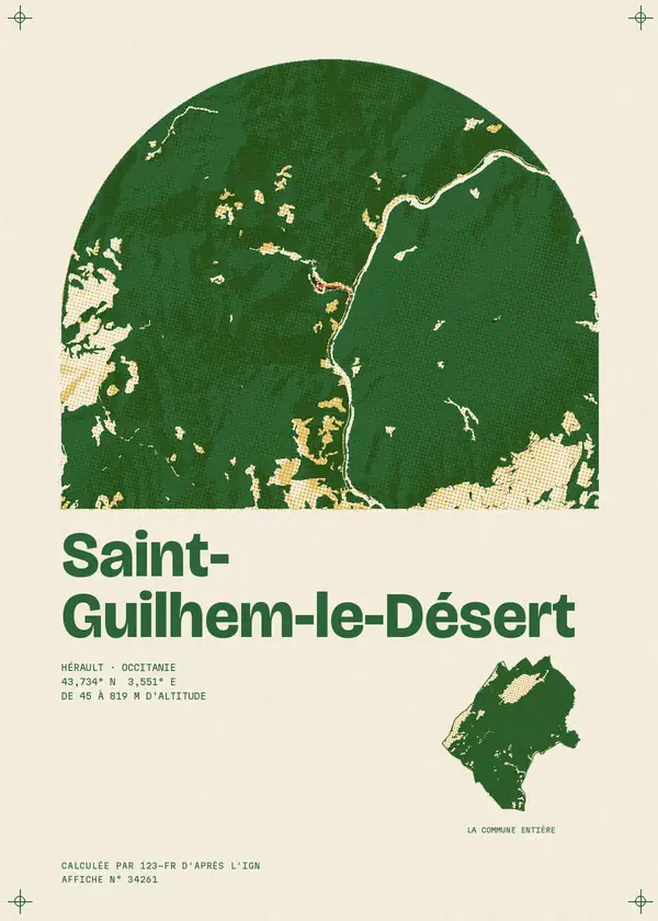 Affiche de Saint-Guilhem-le-Désert, calculée par 123-fr d'après l'IGN