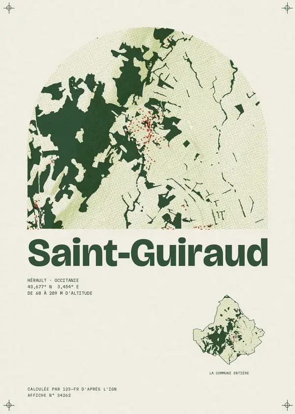 Affiche de Saint-Guiraud, calculée par 123-fr d'après l'IGN