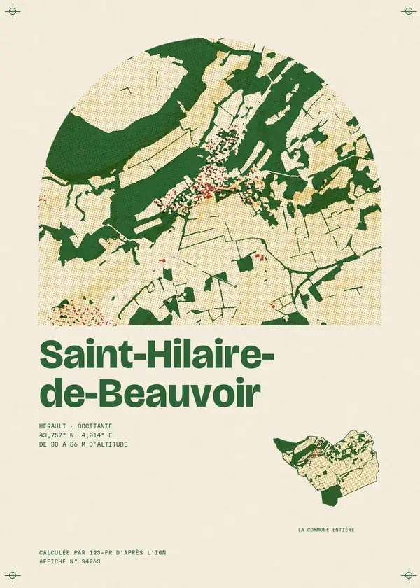 Affiche de Saint-Hilaire-de-Beauvoir, calculée par 123-fr d'après l'IGN