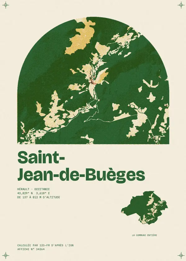 Affiche de Saint-Jean-de-Buèges, calculée par 123-fr d'après l'IGN