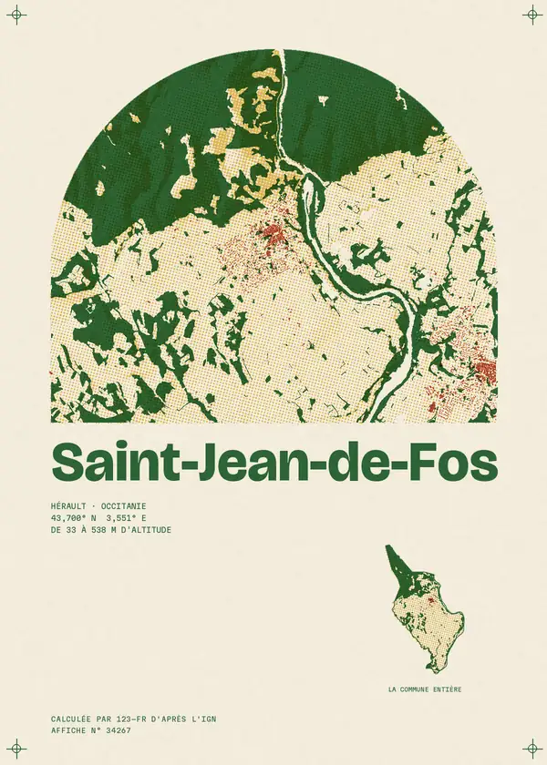 Affiche de Saint-Jean-de-Fos, calculée par 123-fr d'après l'IGN