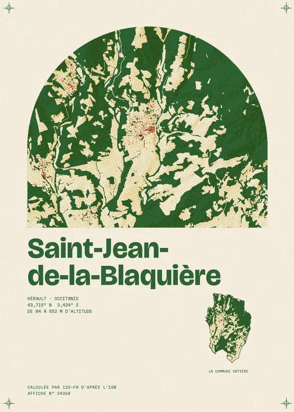 Affiche de Saint-Jean-de-la-Blaquière, calculée par 123-fr d'après l'IGN