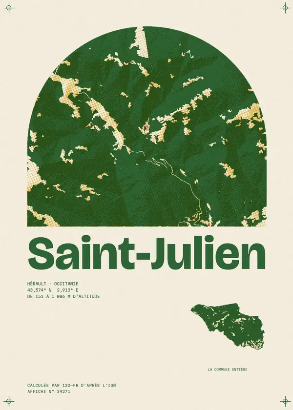 Affiche de Saint-Julien, calculée par 123-fr d'après l'IGN