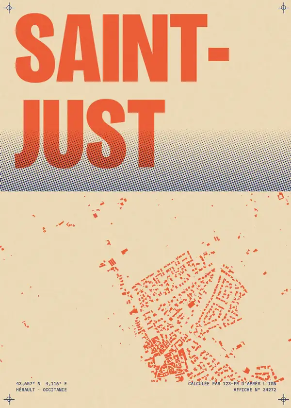 Affiche de Saint-Just, calculée par 123-fr d'après l'IGN