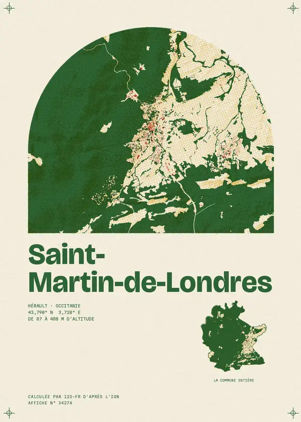 Affiche de Saint-Martin-de-Londres, calculée par 123-fr d'après l'IGN