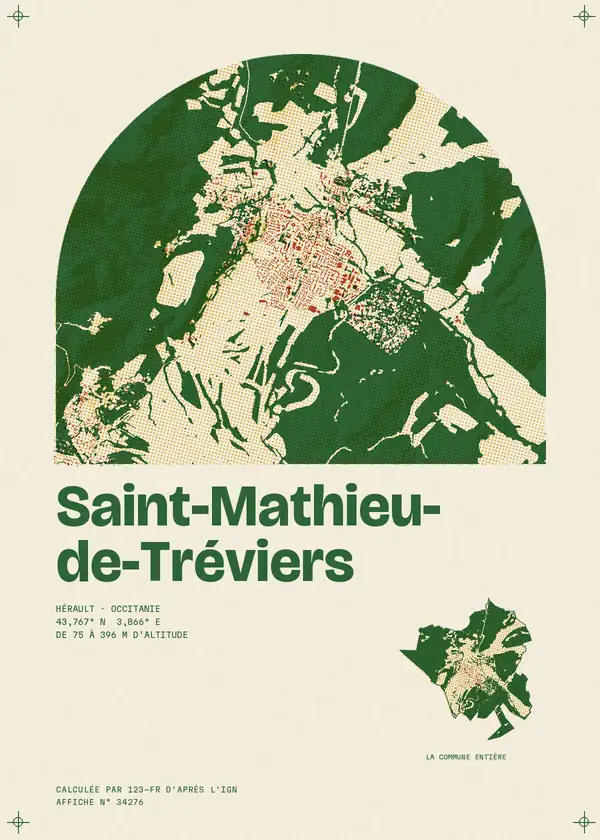 Affiche de Saint-Mathieu-de-Tréviers, calculée par 123-fr d'après l'IGN