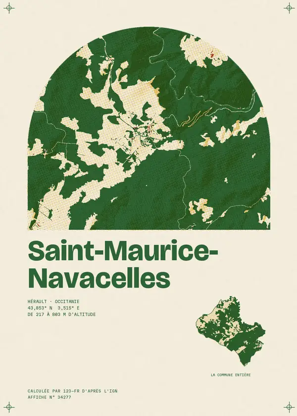 Affiche de Saint-Maurice-Navacelles, calculée par 123-fr d'après l'IGN
