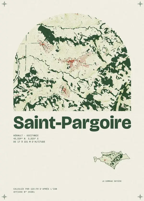 Affiche de Saint-Pargoire, calculée par 123-fr d'après l'IGN