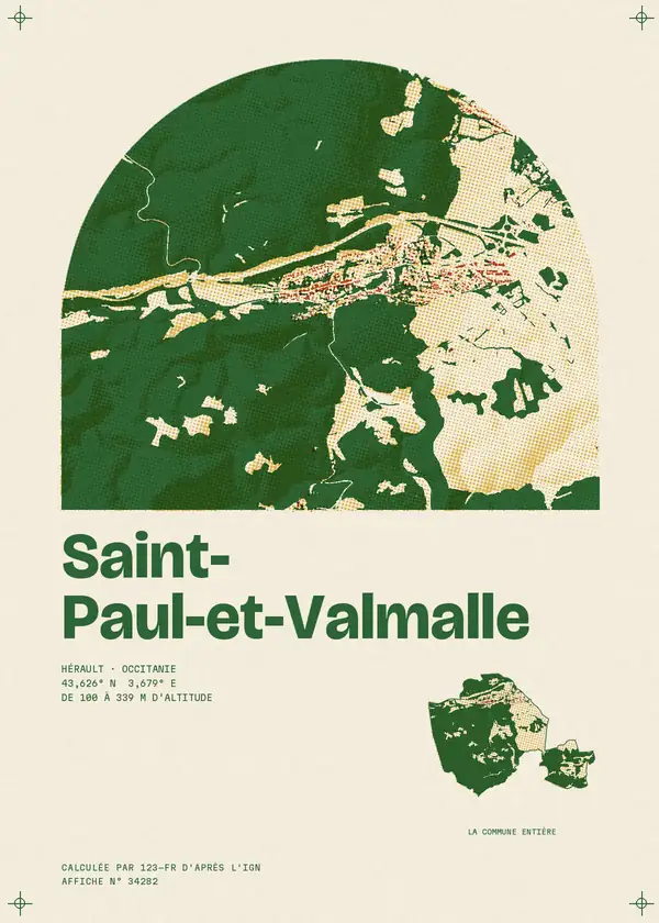 Affiche de Saint-Paul-et-Valmalle, calculée par 123-fr d'après l'IGN