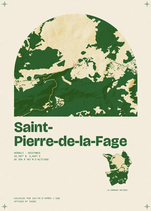 Affiche de Saint-Pierre-de-la-Fage, calculée par 123-fr d'après l'IGN