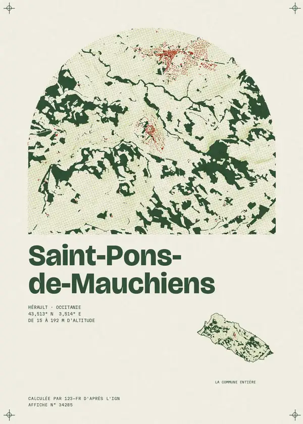 Affiche de Saint-Pons-de-Mauchiens, calculée par 123-fr d'après l'IGN