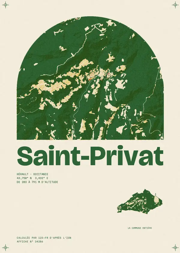Affiche de Saint-Privat, calculée par 123-fr d'après l'IGN