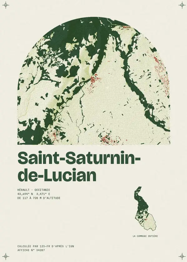 Affiche de Saint-Saturnin-de-Lucian, calculée par 123-fr d'après l'IGN