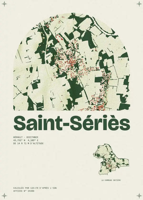 Affiche de Saint-Sériès, calculée par 123-fr d'après l'IGN
