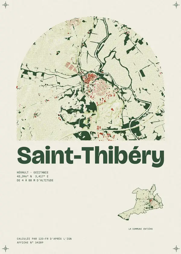 Affiche de Saint-Thibéry, calculée par 123-fr d'après l'IGN