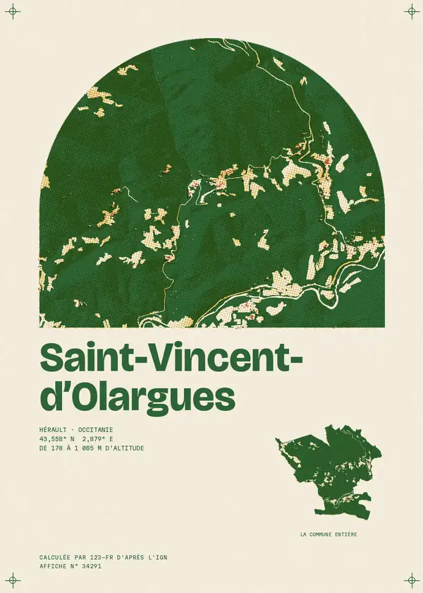 Affiche de Saint-Vincent-d'Olargues, calculée par 123-fr d'après l'IGN