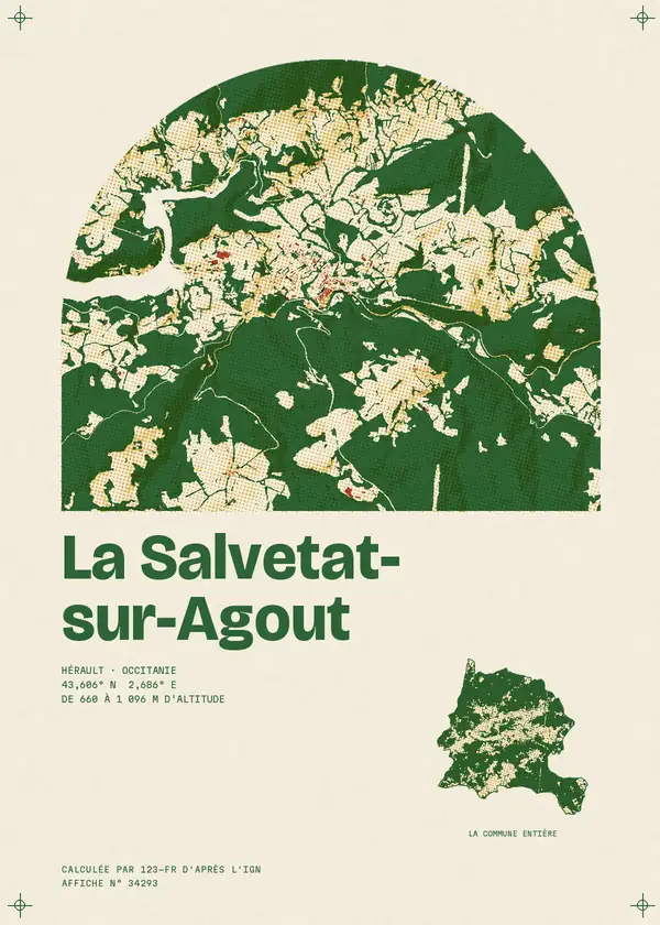 Affiche de La Salvetat-sur-Agout, calculée par 123-fr d'après l'IGN