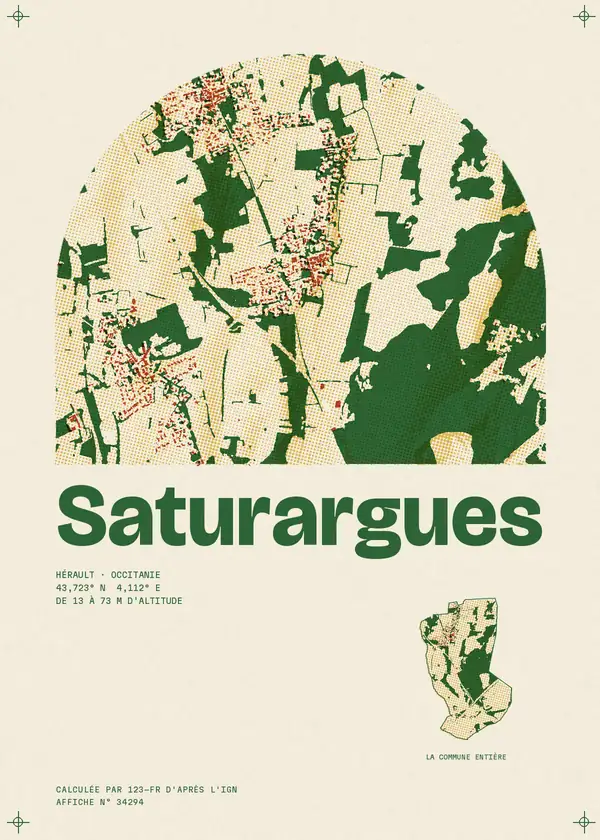 Affiche de Saturargues, calculée par 123-fr d'après l'IGN