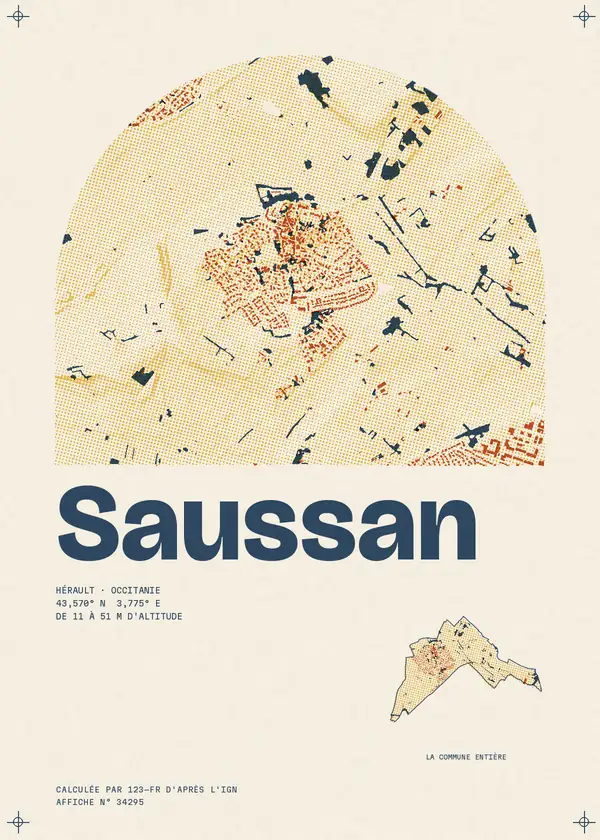 Affiche de Saussan, calculée par 123-fr d'après l'IGN