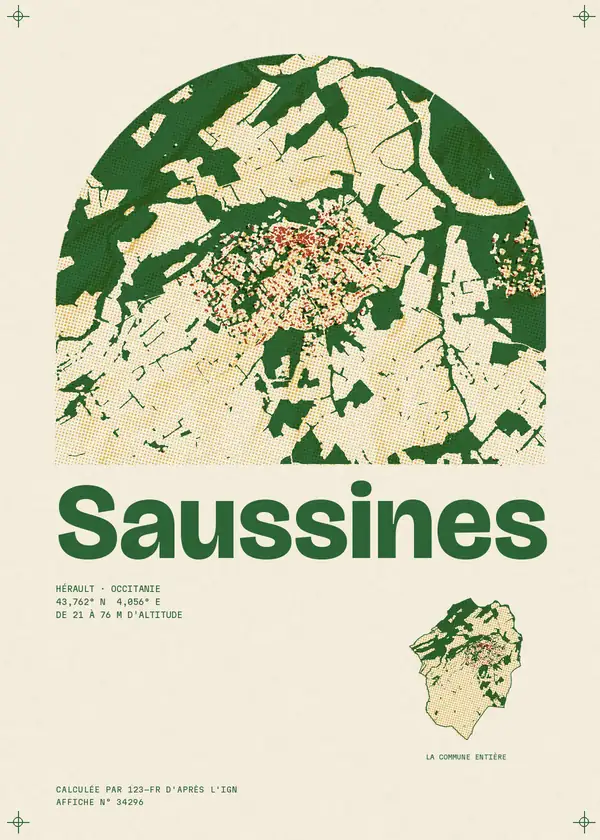Affiche de Saussines, calculée par 123-fr d'après l'IGN