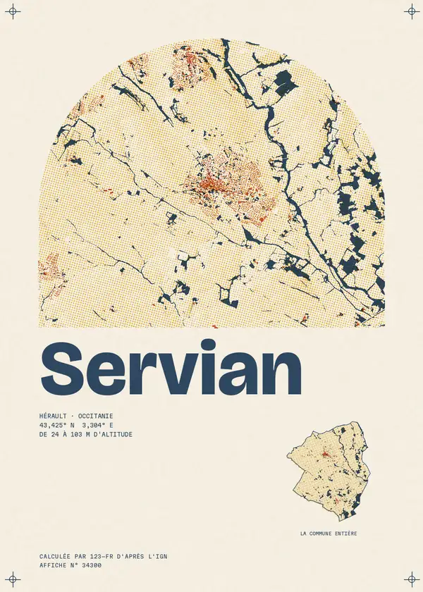 Affiche de Servian, calculée par 123-fr d'après l'IGN