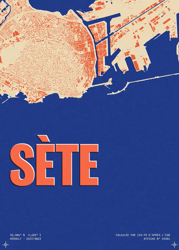 Affiche de Sète, calculée par 123-fr d'après l'IGN