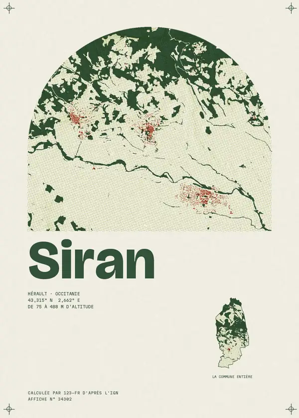 Affiche de Siran, calculée par 123-fr d'après l'IGN