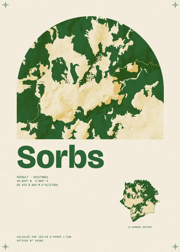 Affiche de Sorbs, calculée par 123-fr d'après l'IGN