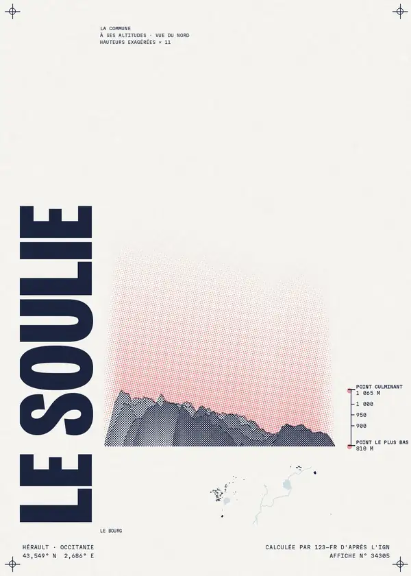 Affiche de Le Soulié, calculée par 123-fr d'après l'IGN