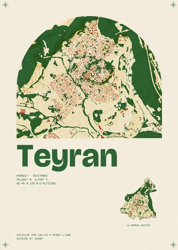 Affiche de Teyran, calculée par 123-fr d'après l'IGN