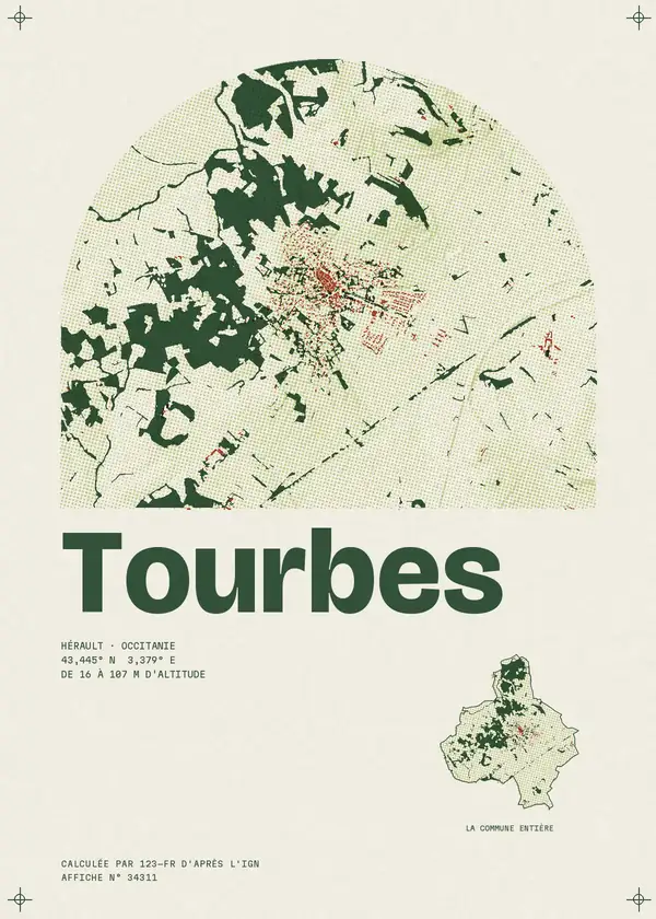 Affiche de Tourbes, calculée par 123-fr d'après l'IGN
