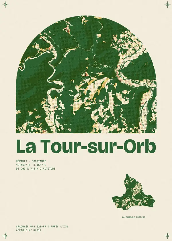 Affiche de La Tour-sur-Orb, calculée par 123-fr d'après l'IGN