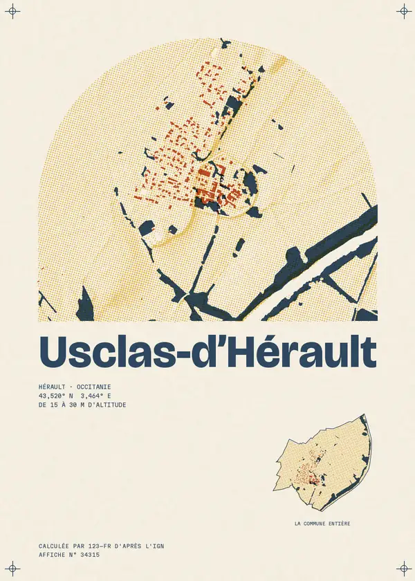 Affiche de Usclas-d'Hérault, calculée par 123-fr d'après l'IGN