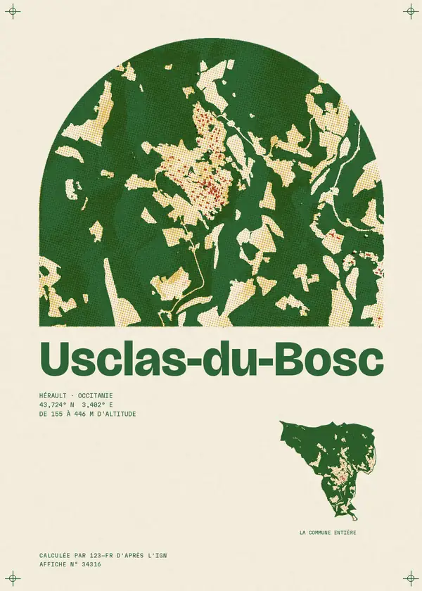 Affiche de Usclas-du-Bosc, calculée par 123-fr d'après l'IGN