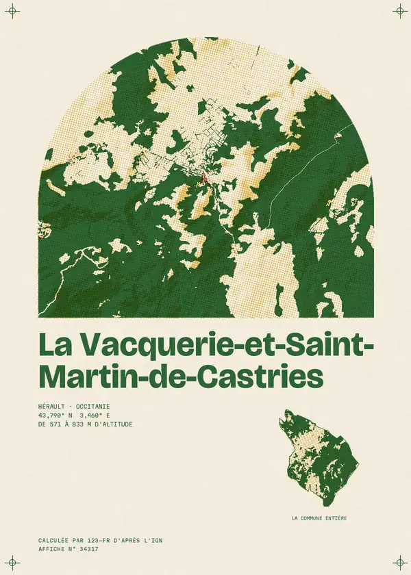 Affiche de La Vacquerie-et-Saint-Martin-de-Castries, calculée par 123-fr d'après l'IGN