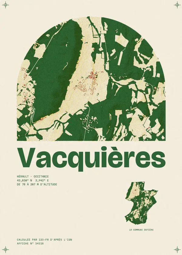 Affiche de Vacquières, calculée par 123-fr d'après l'IGN